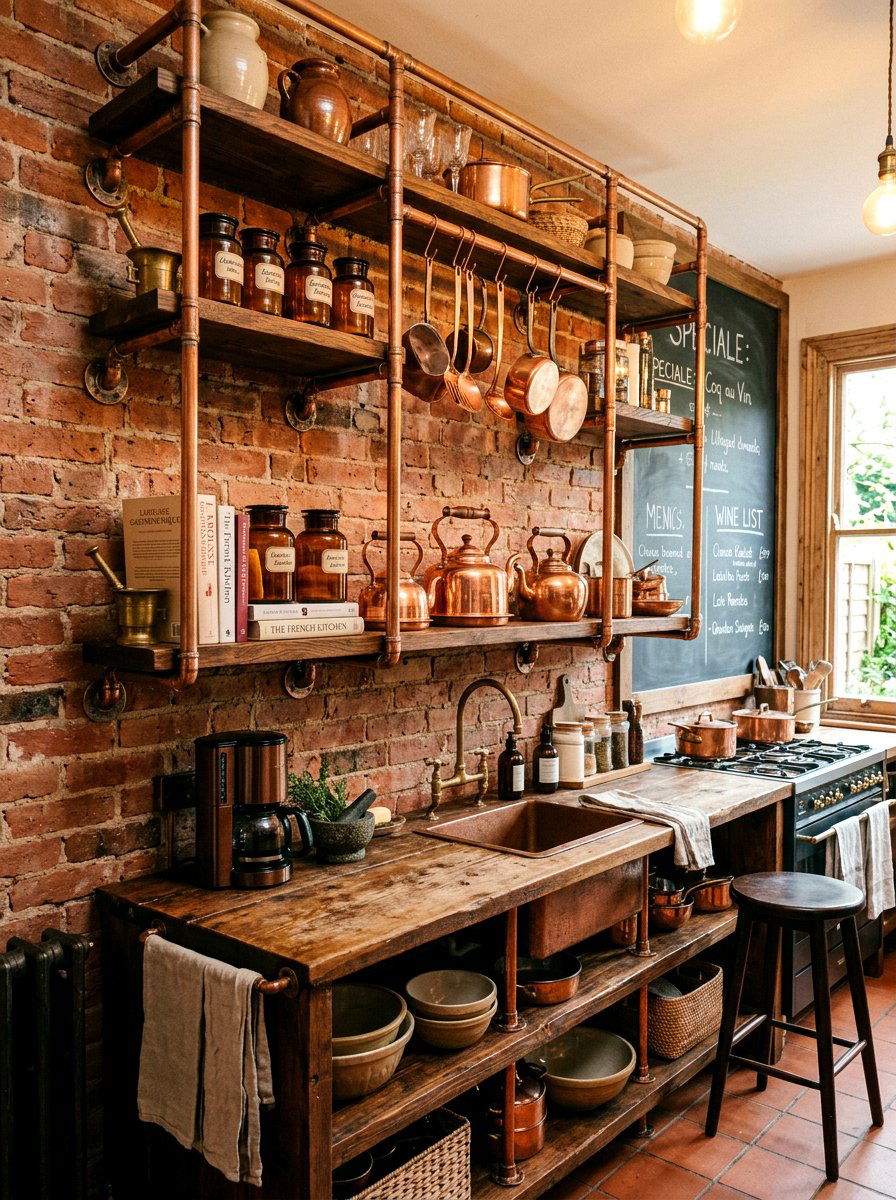 Copper Hardware Kitchen Shelving - 30 open shelving kitchen decor ideas