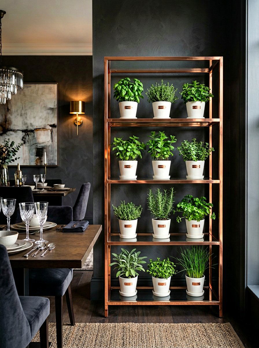 Copper Herb Garden Shelf - 30 herb garden shelf ideas
