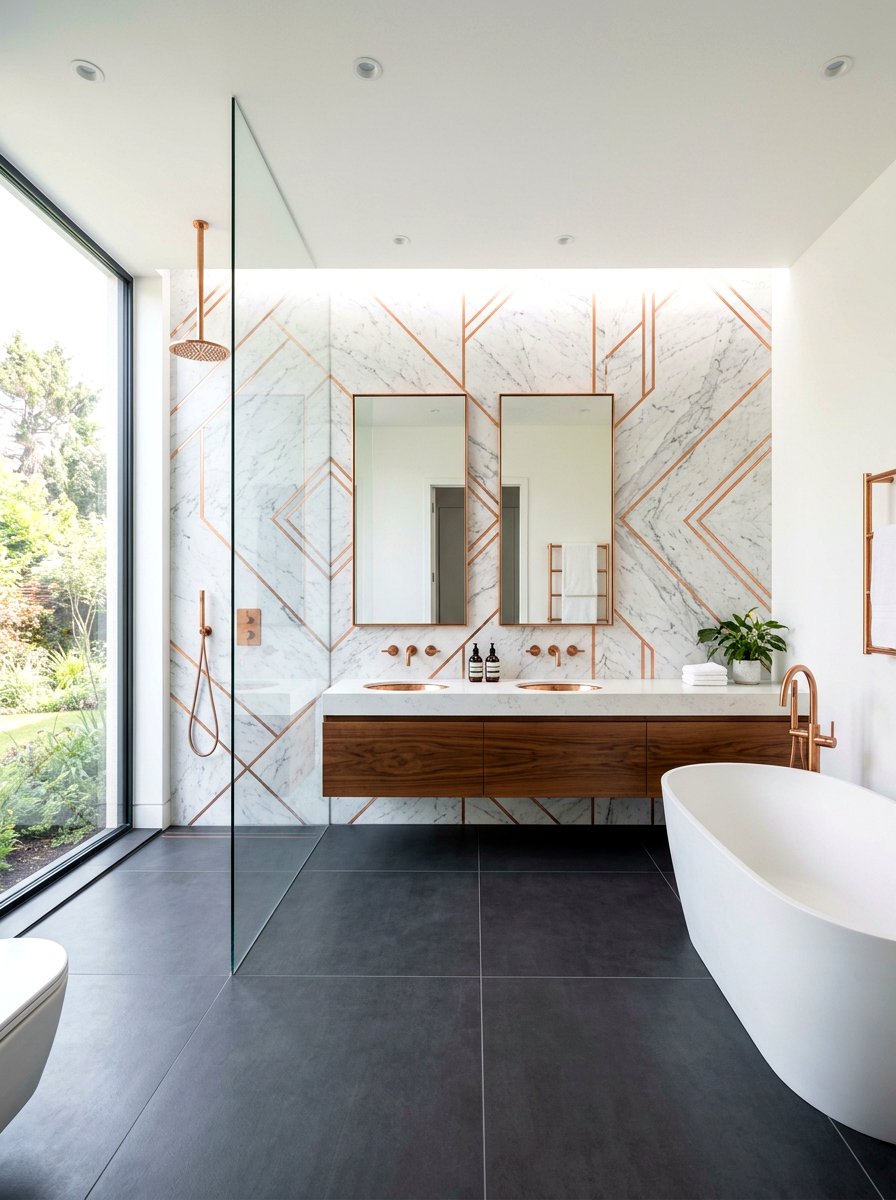 Copper Inlay Bathroom Tile - 30 bathroom accent tile ideas