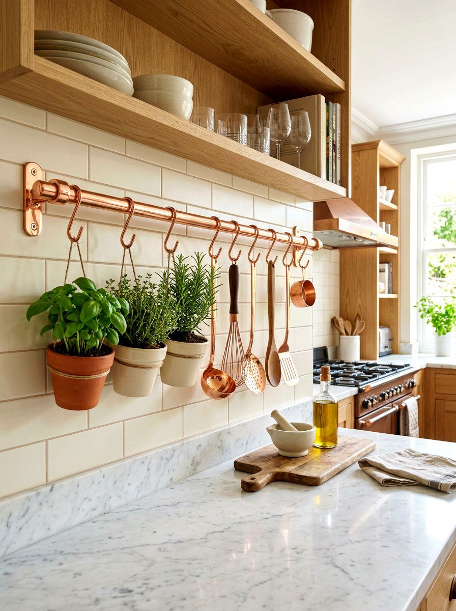 Copper Kitchen Rail - 30 no upper cabinet kitchen ideas
