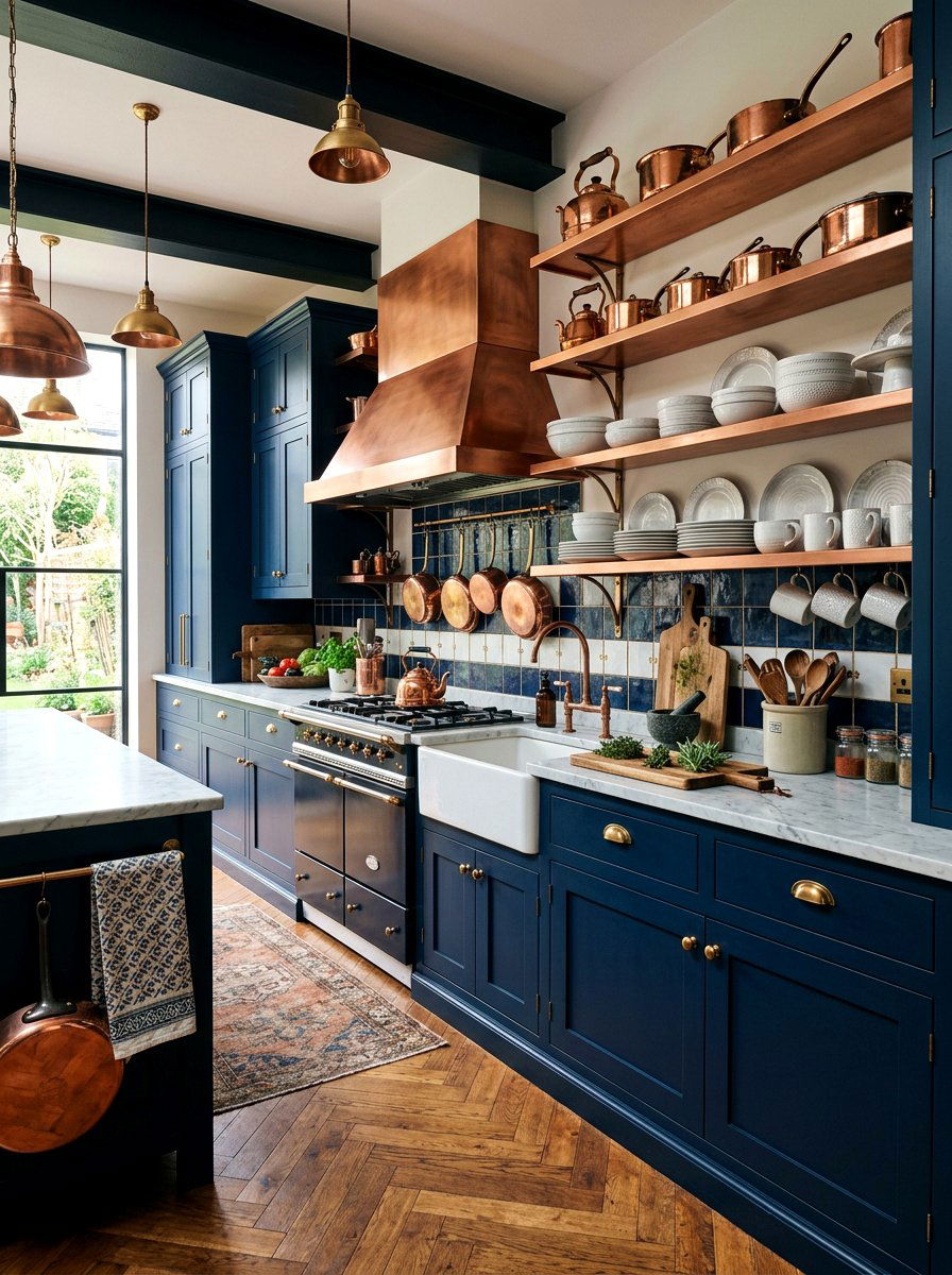 Copper Kitchen Shelves - 30 kitchen shelfie ideas