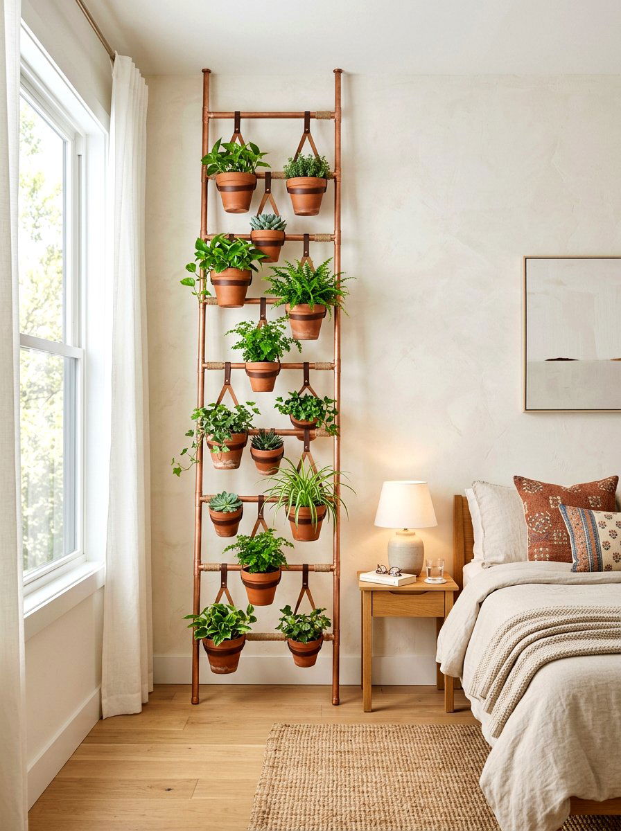 Copper Ladder Vertical Garden - 30 indoor vertical garden ideas