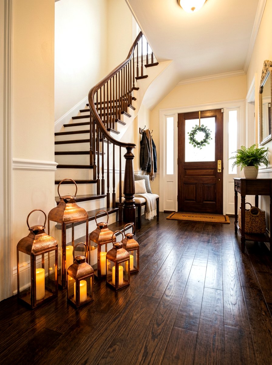 Copper Lantern Entrance - 30 fall entryway decor ideas
