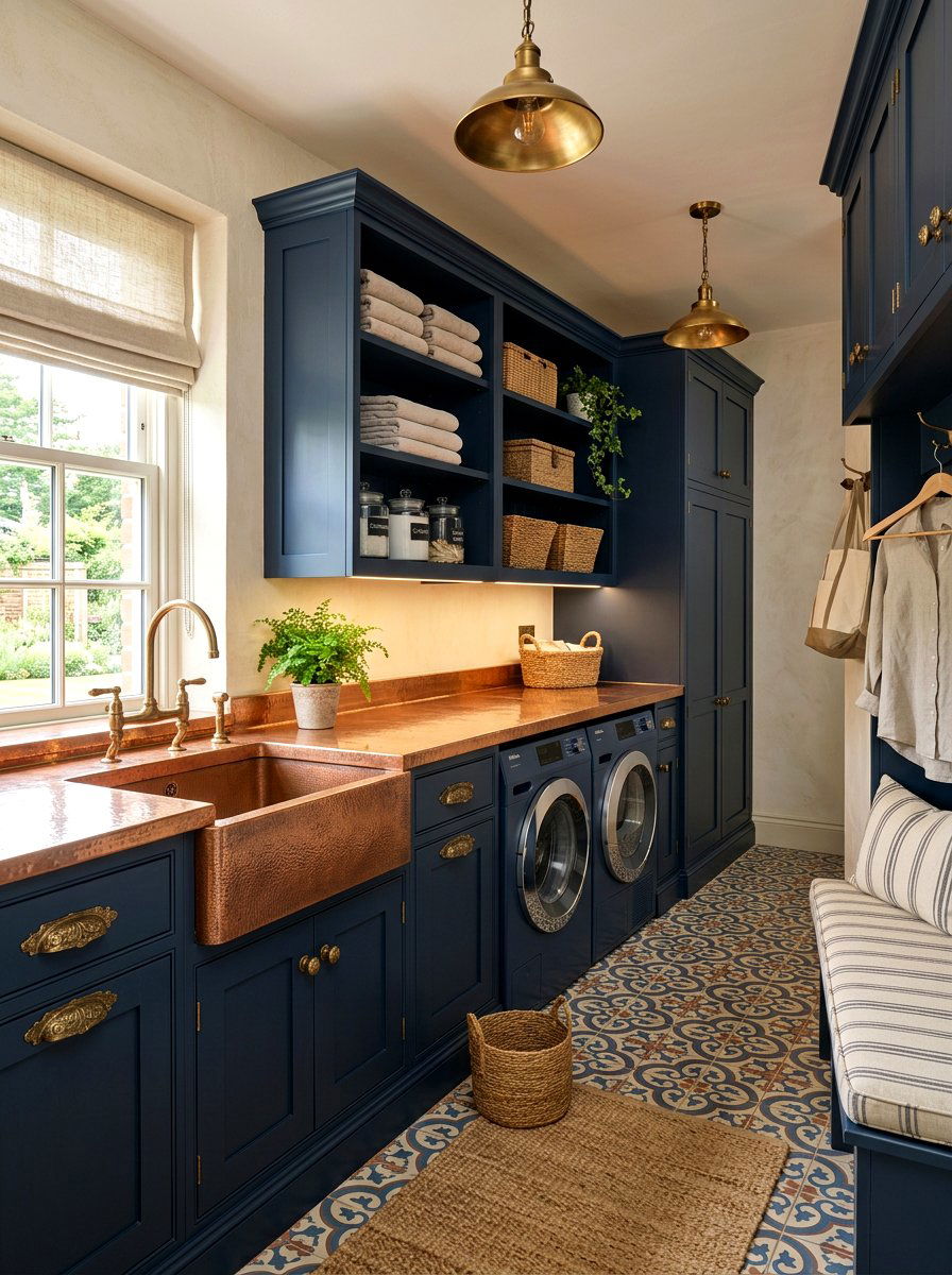 Copper Laundry Counter - 30 laundry room countertop ideas