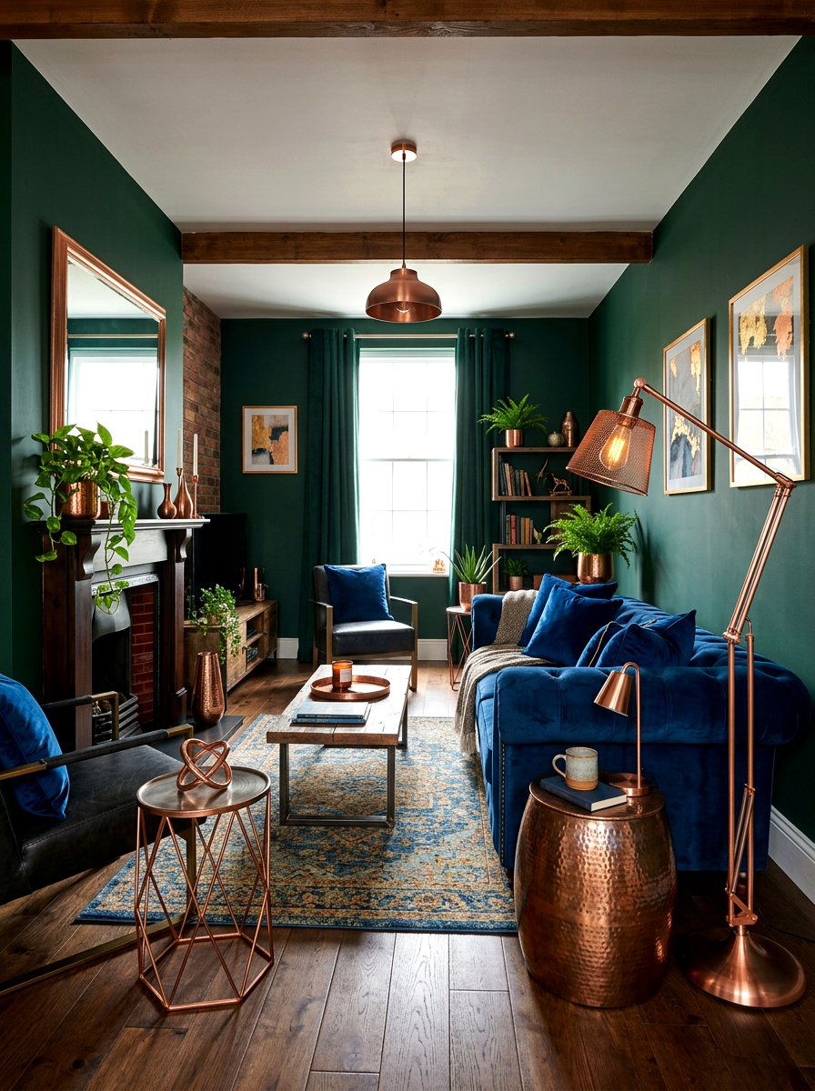 Copper Living Room Decor - 30 jewel tone lounge ideas
