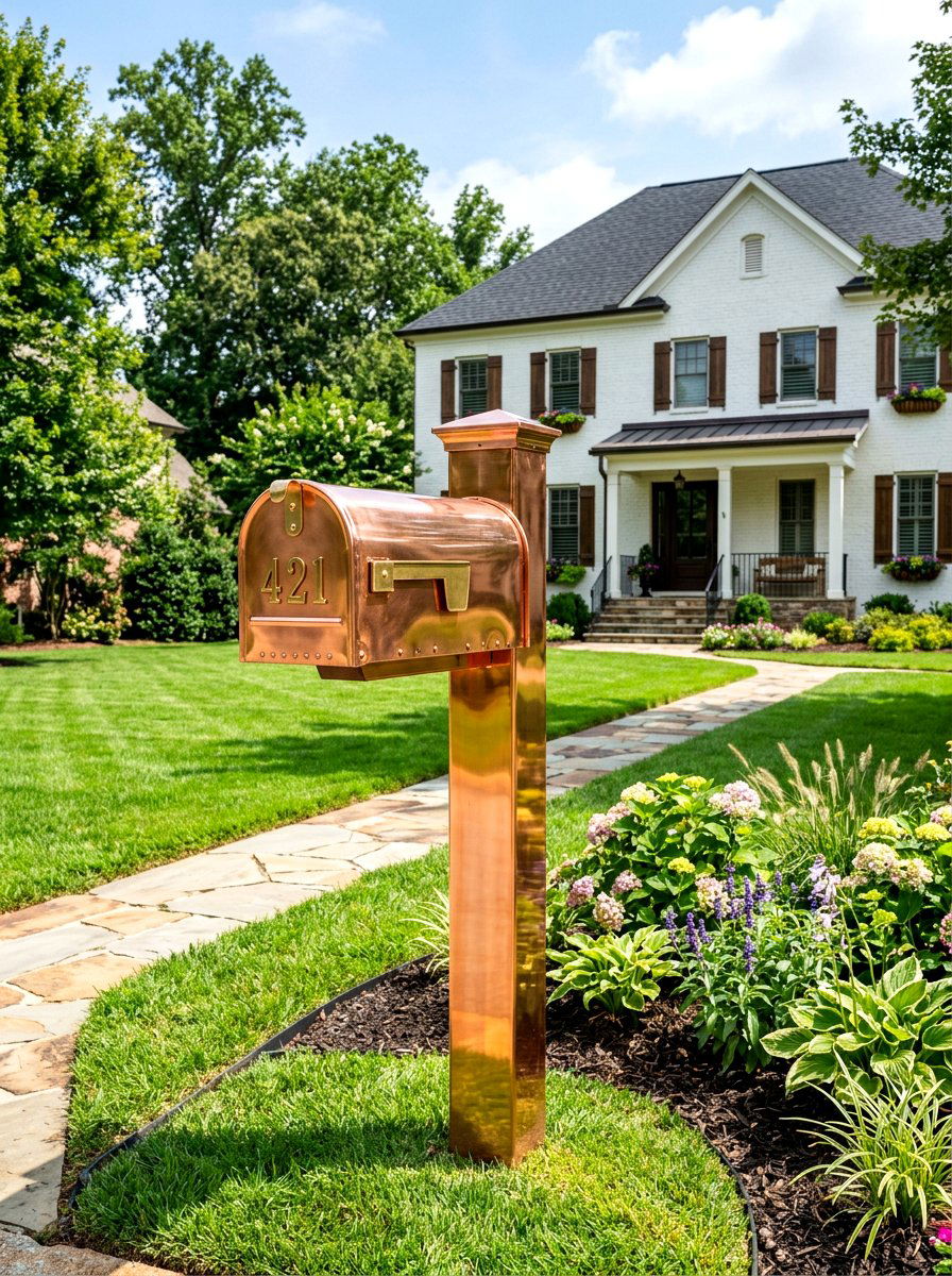 Copper Mailbox Post - 30 statement mailbox ideas aesthetic