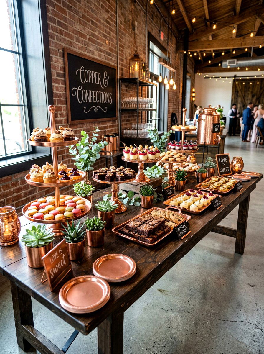Copper Metal Dessert Bar - 30 dessert station aesthetic ideas