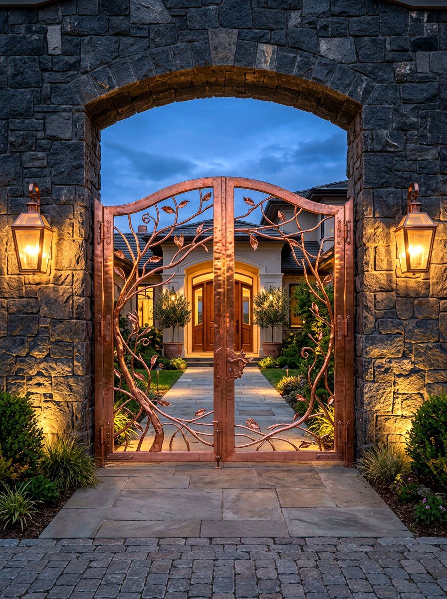 Copper Metal Gate - 30 fence gate ideas