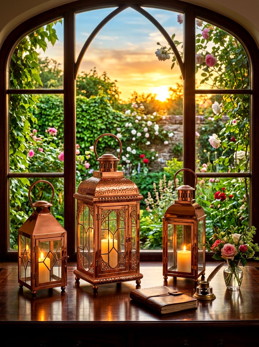 Copper Metal Lantern - 30 lamp lit patio ideas