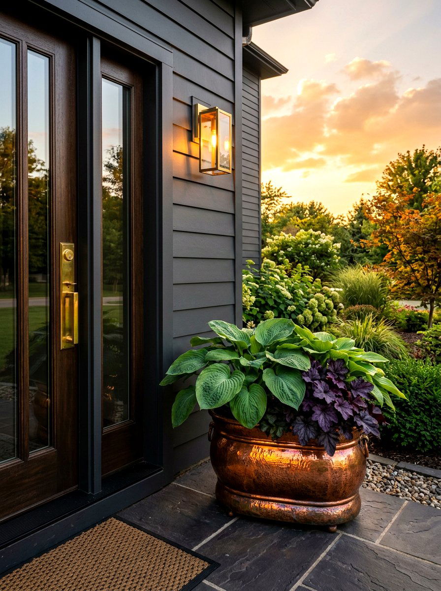 Copper Metal Planter - 30 tall front door planter ideas