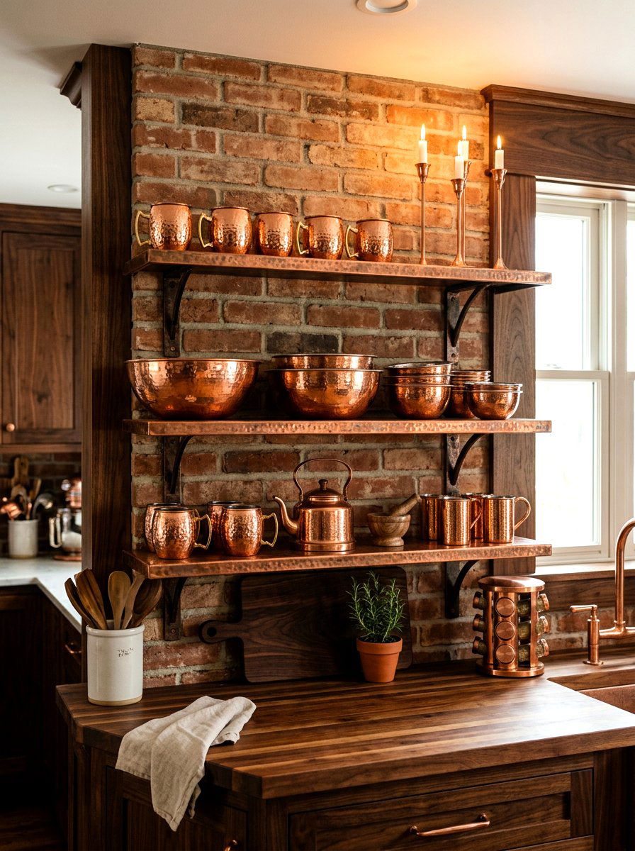 Copper Metal Shelf - 30 seasonal shelf decor ideas