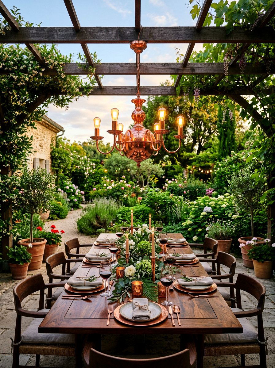 Copper Metallic Outdoor Chandelier - 30 outdoor chandelier ideas