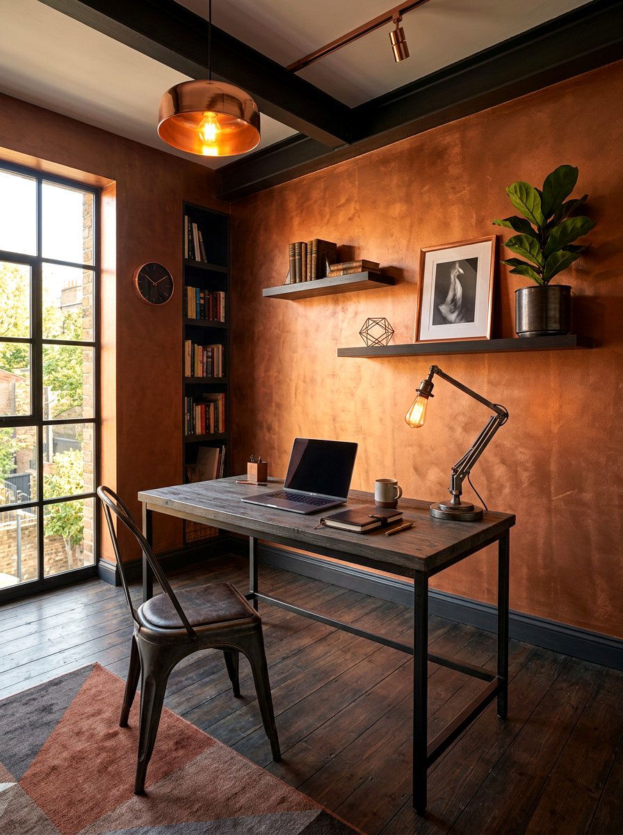 Copper Metallic Study - 30 tiny room big color ideas