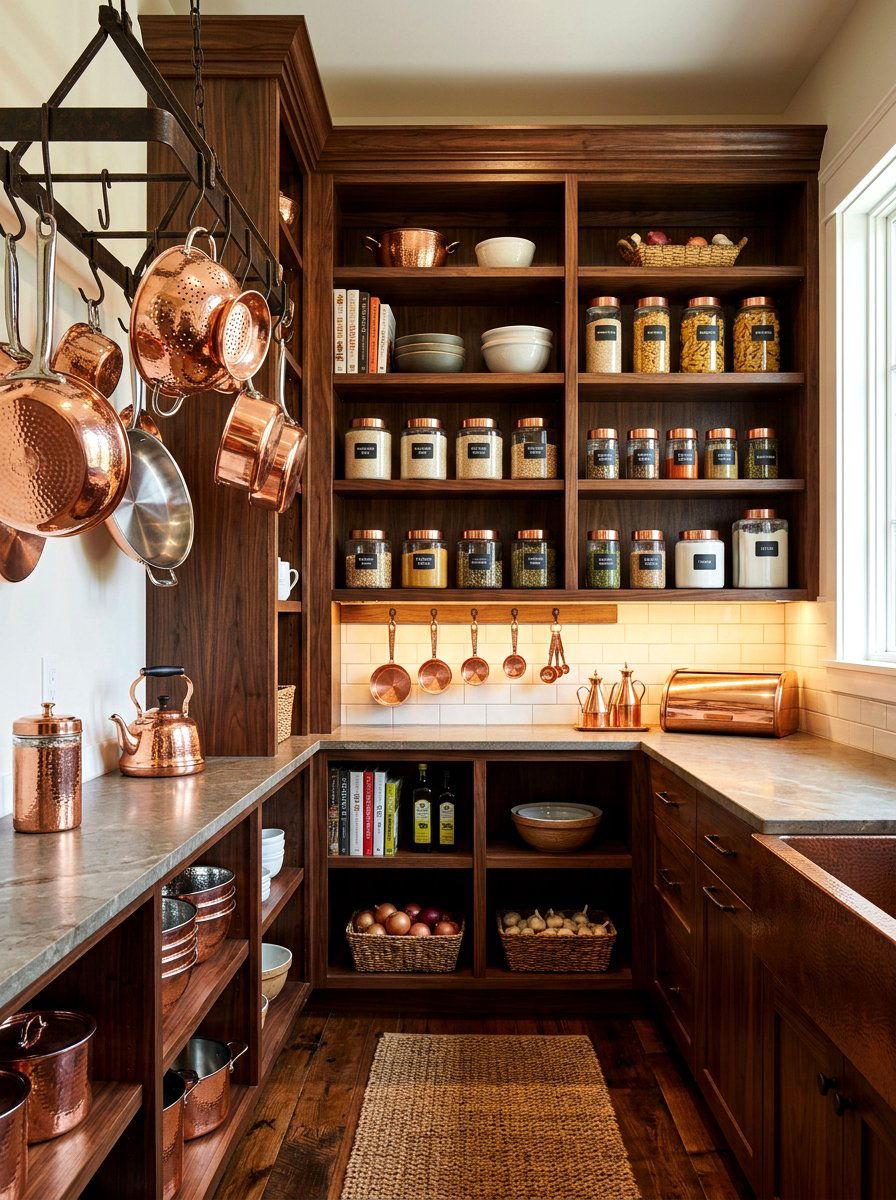 Copper Pantry Accents - 30 bakery style pantry ideas