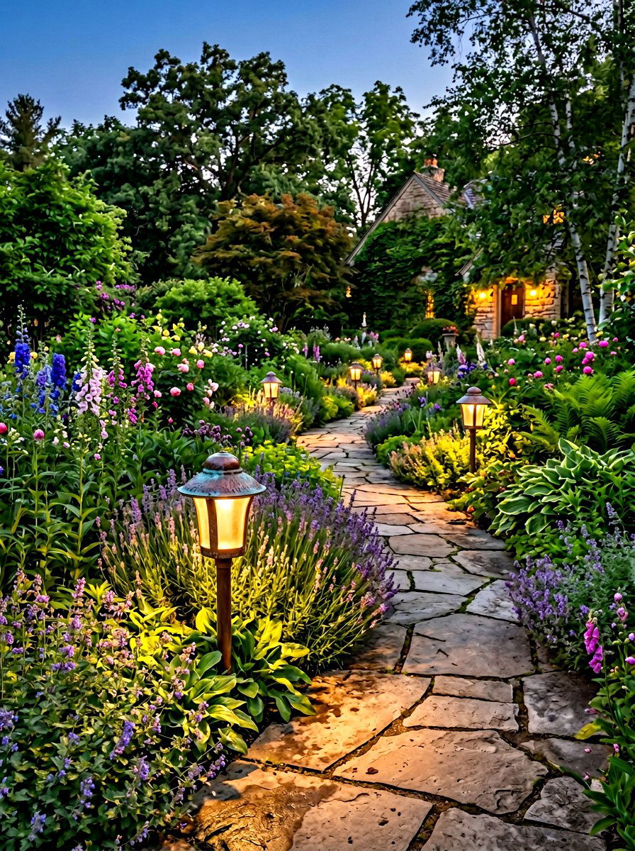 Copper Path Lighting - 30 front yard lighting ideas