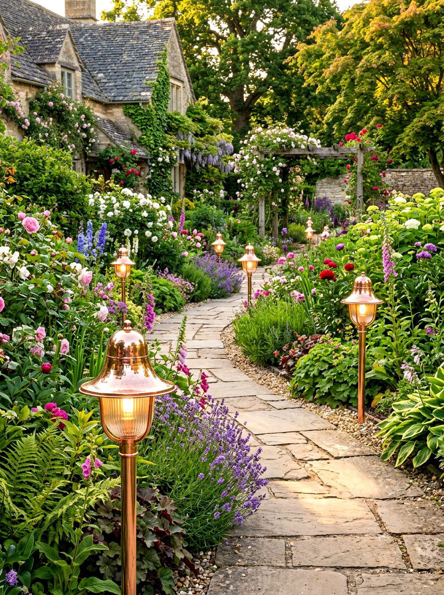 Copper Path Lights - 30 front path lighting ideas