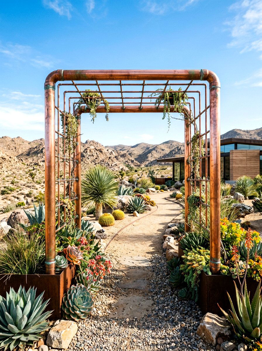 Copper Pipe Arbor - 30 front arbor ideas