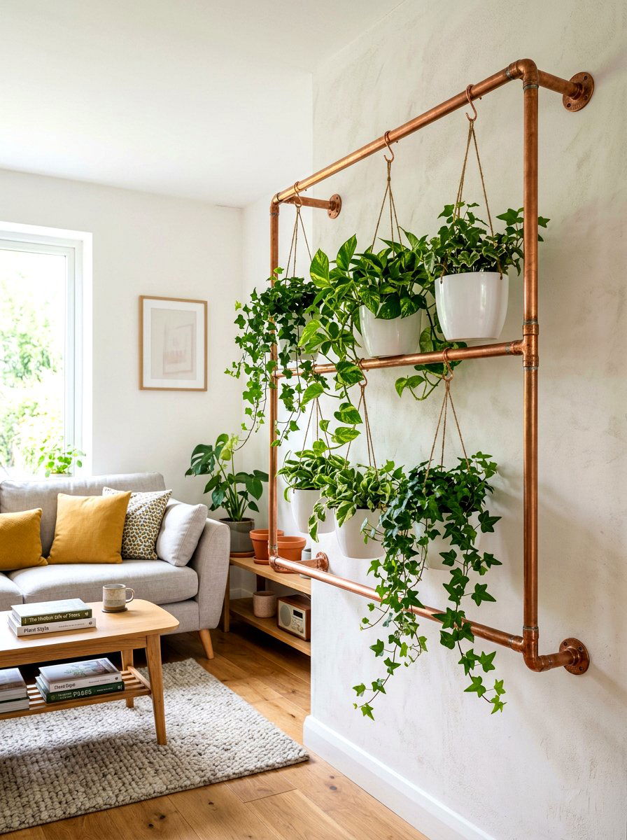 Copper Pipe Hanger - 30 budget vertical garden ideas