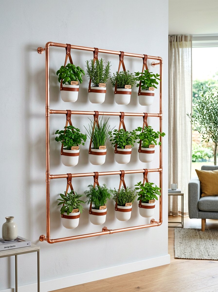 Copper Pipe Herb Garden - 30 vertical herb garden ideas