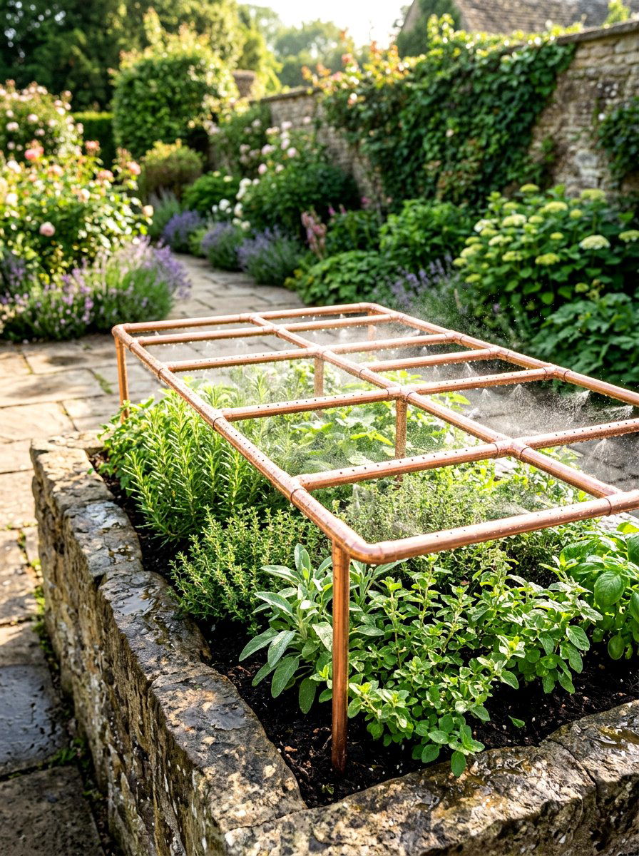 Copper Pipe Irrigation - 30 herb garden watering ideas