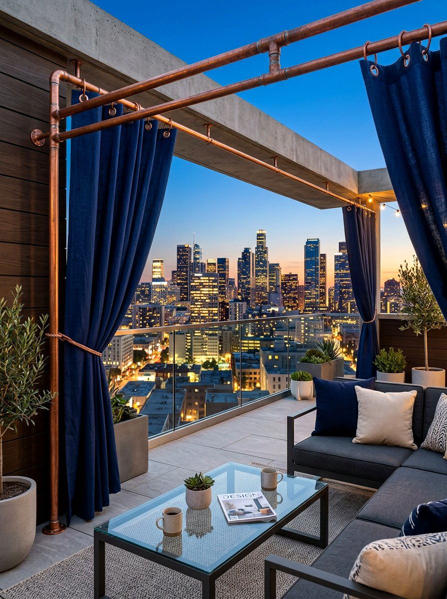 Copper Pipe Outdoor Curtain Rod - 30 outdoor curtain rod ideas