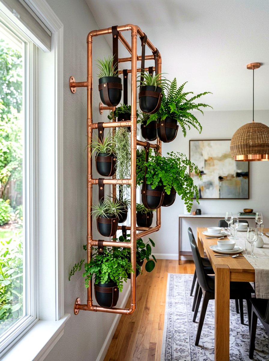 Copper Pipe Planter - 30 vertical garden ideas