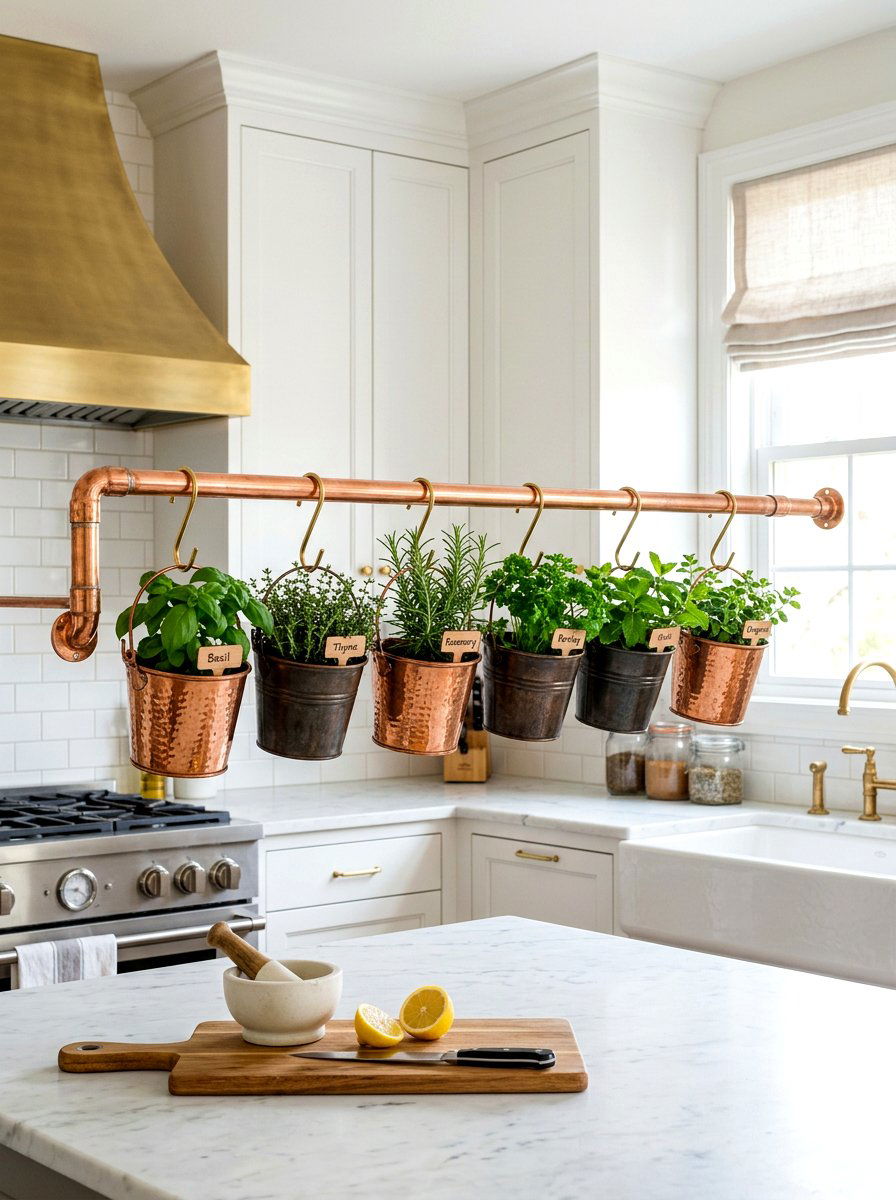 Copper Pipe Rack - 30 herb planter ideas