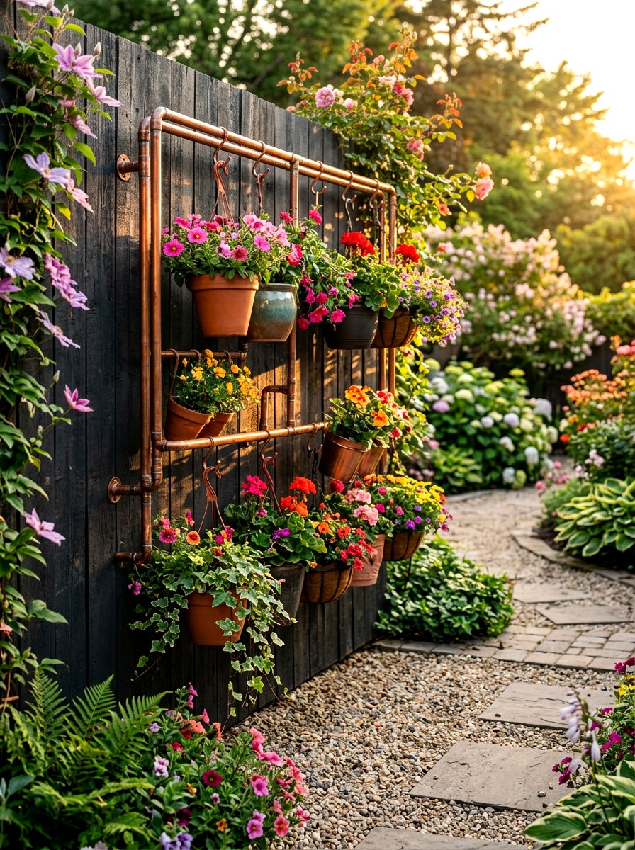 Copper Pipe Rack - 30 fence planter ideas