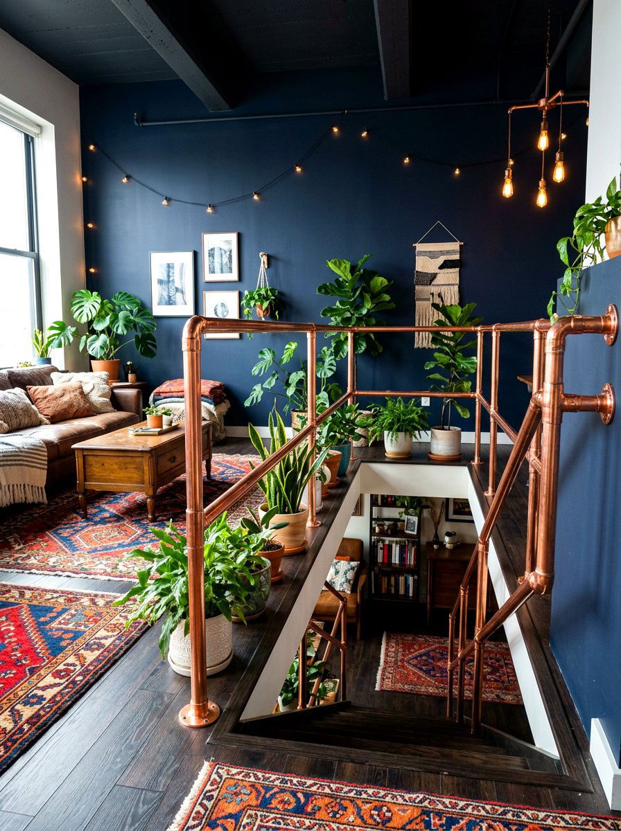 Copper Pipe Railing - 30 open loft railing ideas