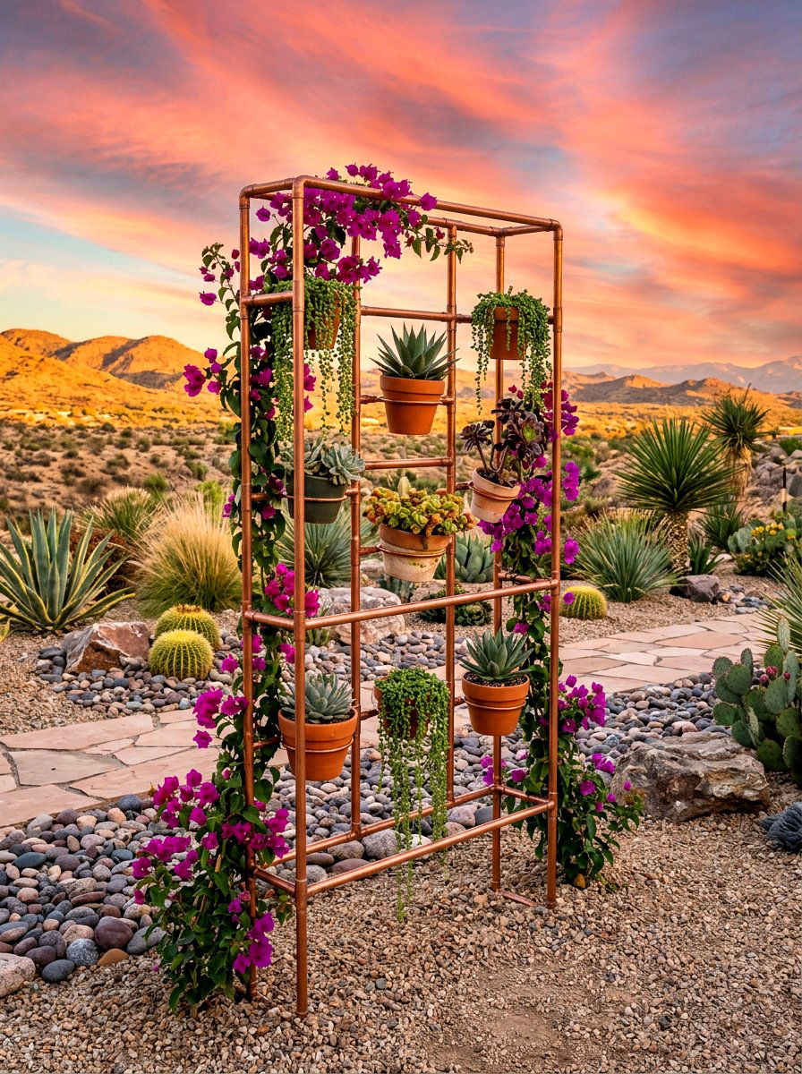Copper Pipe Trellis - 30 garden trellis ideas