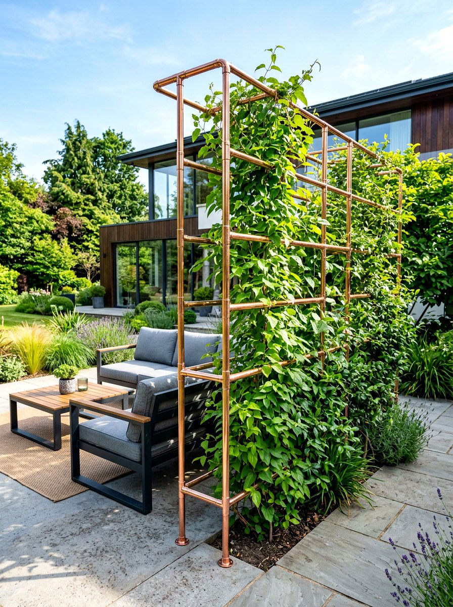 Copper Pipe Trellis - 30 herb garden trellis ideas