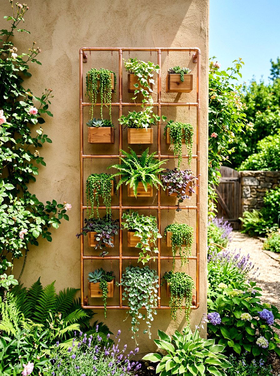 Copper Pipe Vertical Planter Box - 30 vertical planter box ideas
