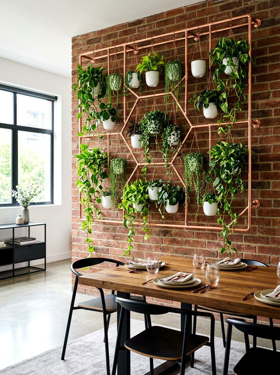 Copper Pipe Wall Garden - 30 hanging wall garden ideas