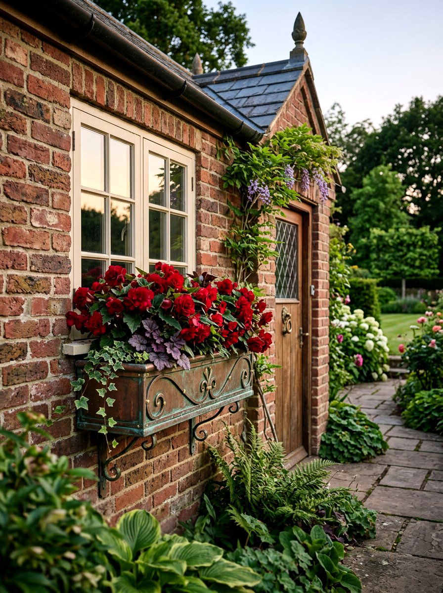 Copper Plated Window Box - 30 shed flower box ideas