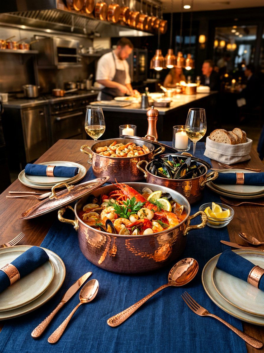 Copper Pot Seafood Presentation - 30 seafood dinner table ideas aesthetic