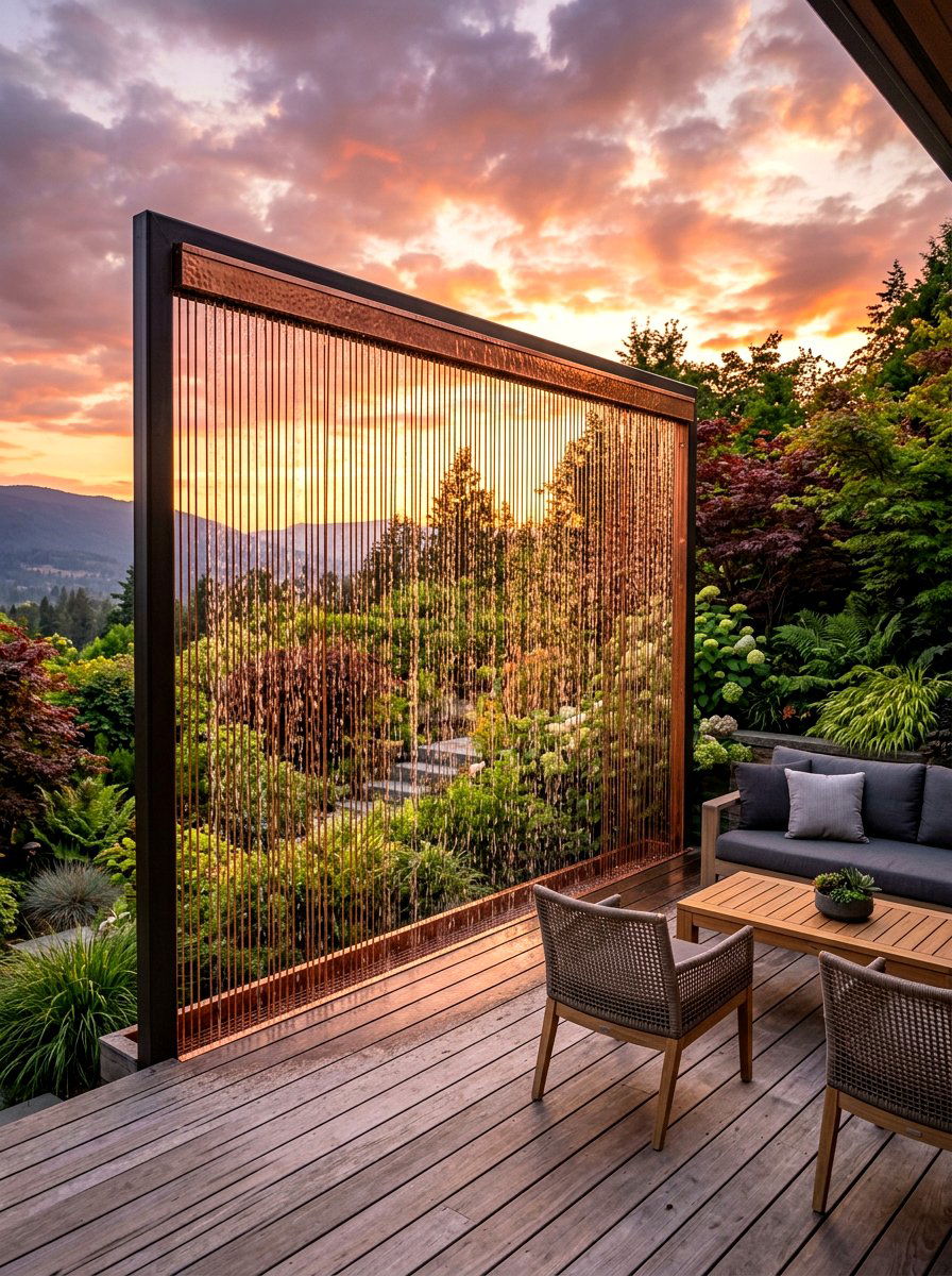 Copper Rain Curtain - 30 garden fountain ideas