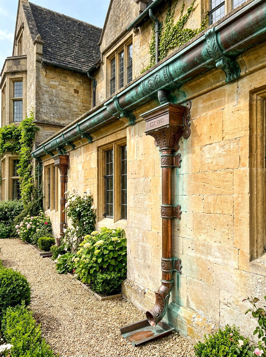 Copper Rain Gutters - 30 English manor exterior ideas