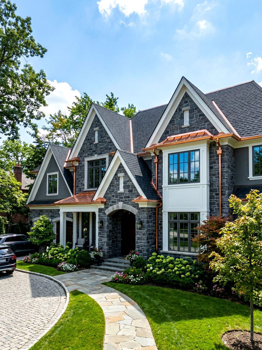 Copper Rain Gutters - 30 front facade makeover ideas