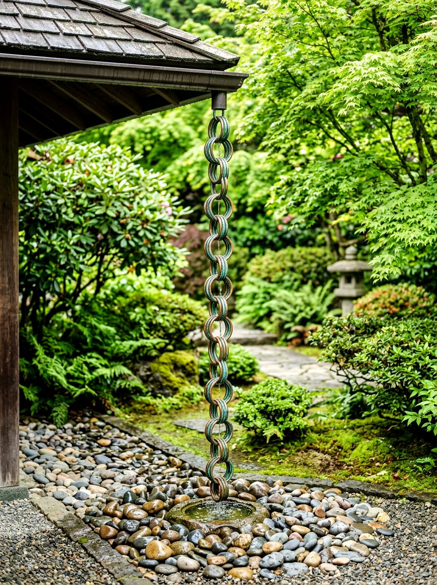 Copper Rainwater Chain - 30 rainwater collection ideas