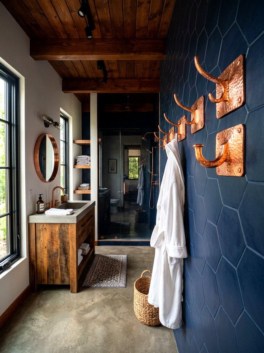Copper Robe Hook - 30 robe hook bathroom ideas