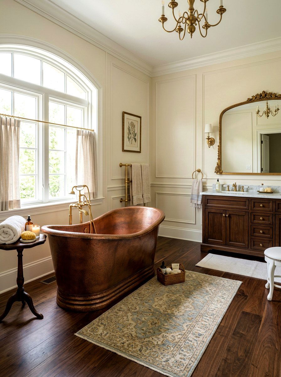 Copper Soaking Tub - 30 granny chic bathroom ideas