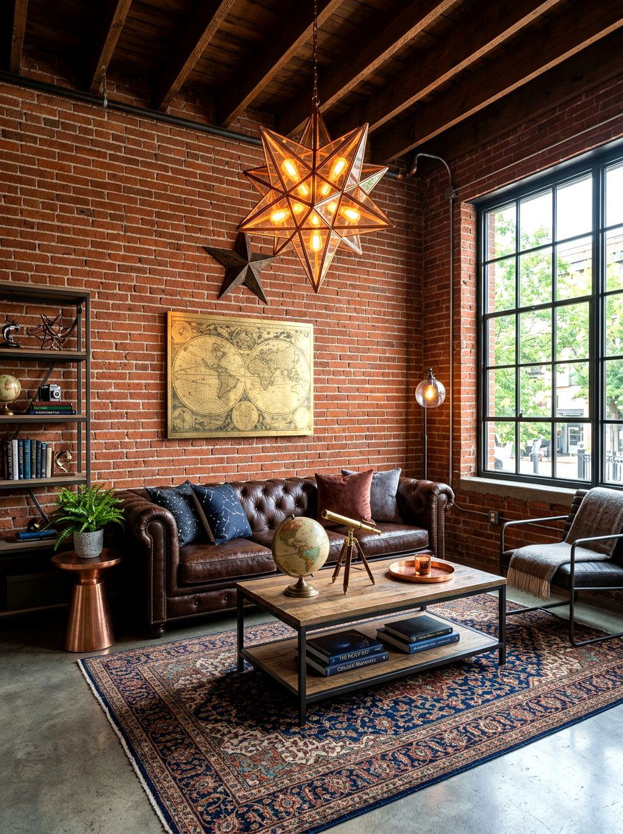 Copper Star Pendant - 30 extra celestial living room ideas