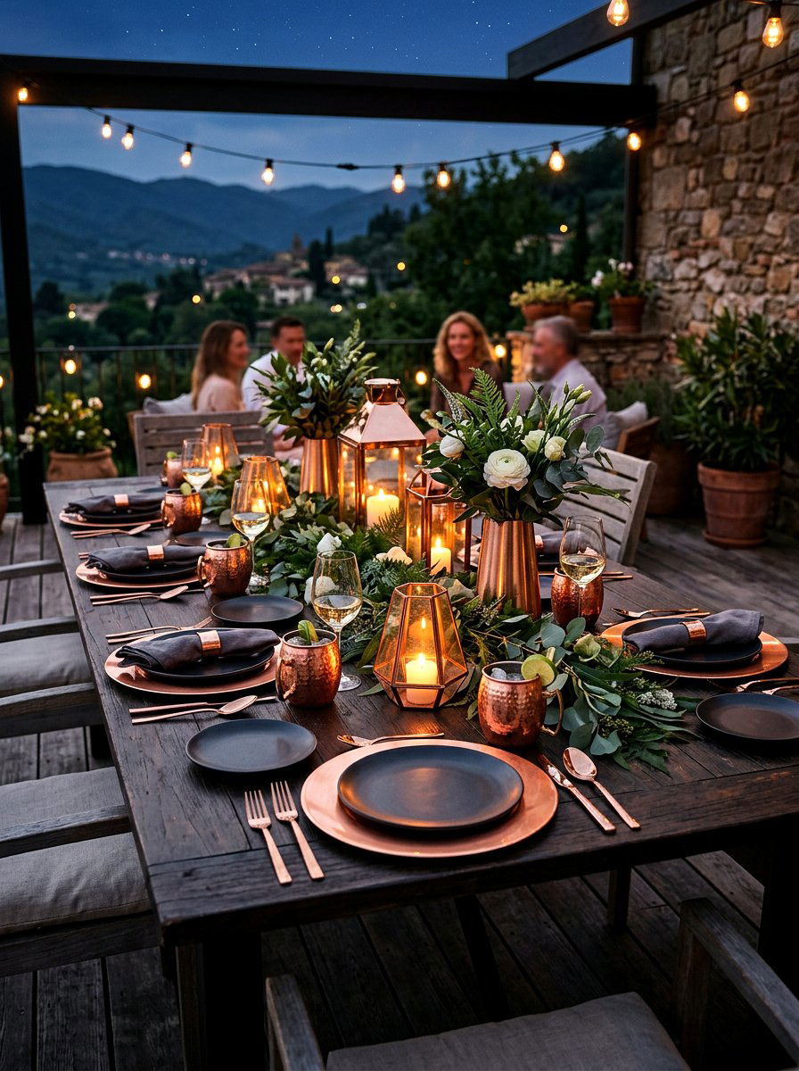 Copper Table Decor - 30 summer table setting ideas