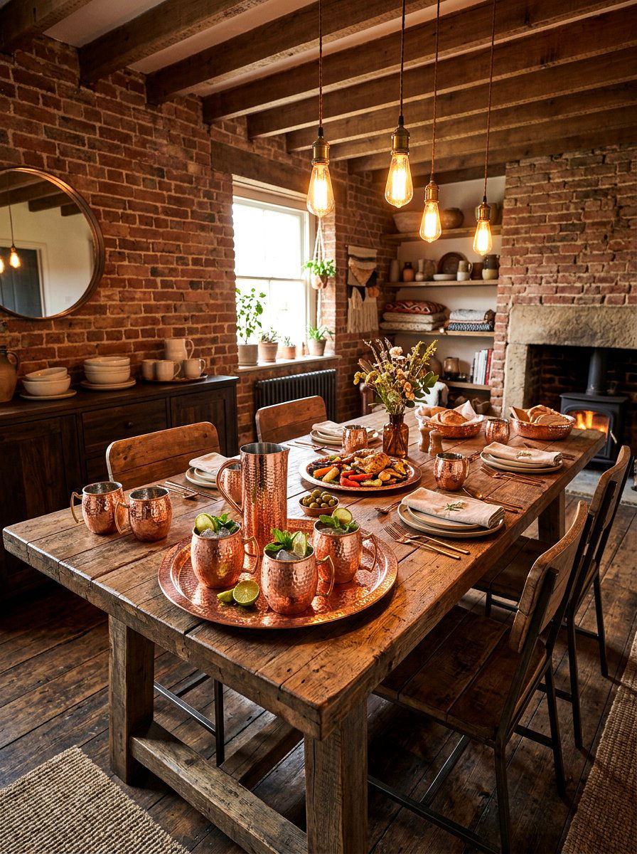 Copper Tableware - 30 winter dining table ideas
