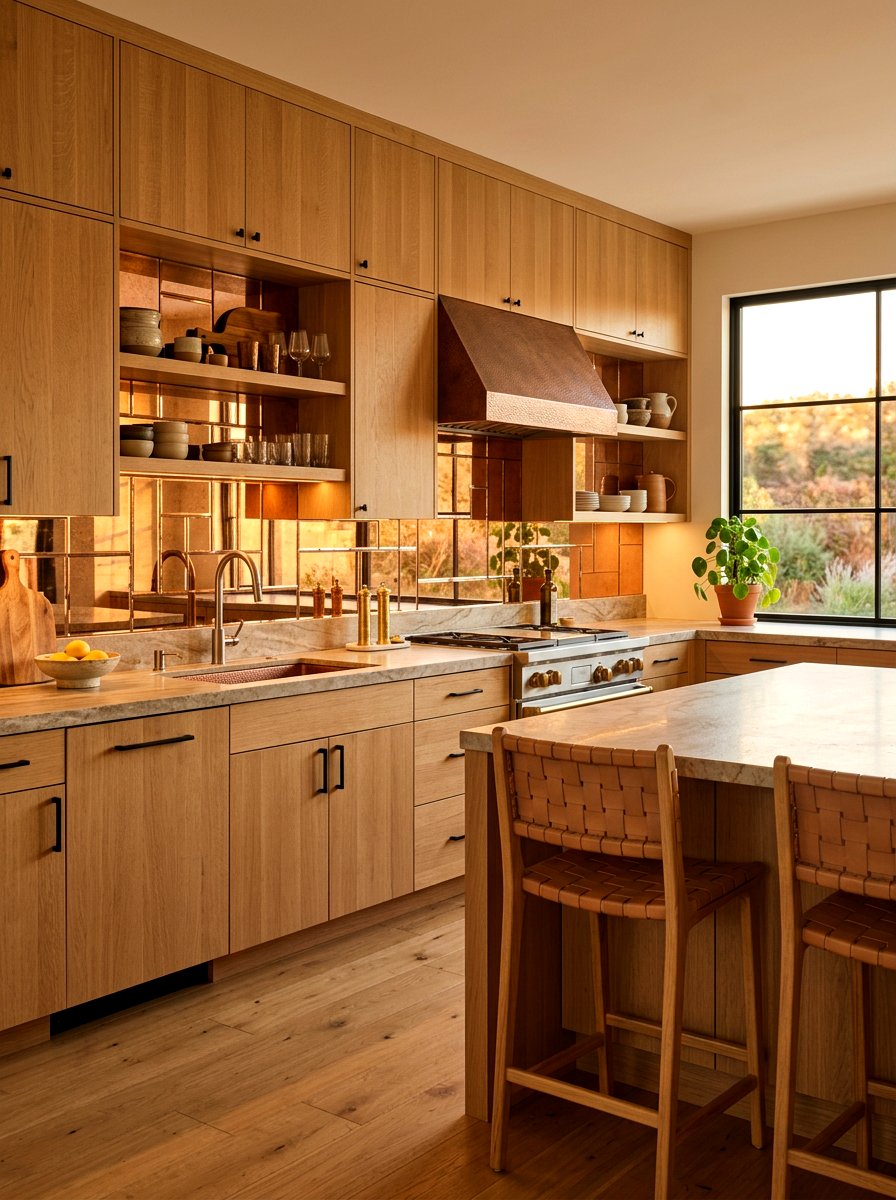 Copper Tinted Mirror Backsplash - 30 mirror tile backsplash ideas
