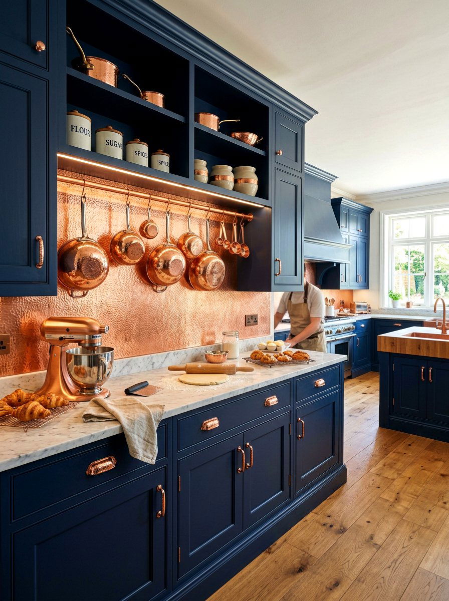 Copper Trimmed Pastry Area - 30 pastry corner kitchen ideas