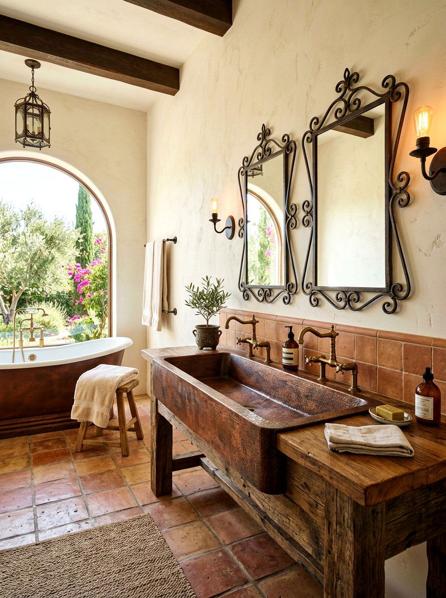 Copper Trough Sink - 30 trough sink bathroom ideas