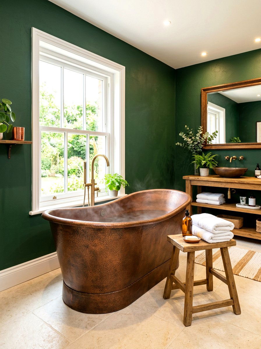 Copper Tub Farmhouse Bathroom - 30 moody farmhouse bathroom ideas