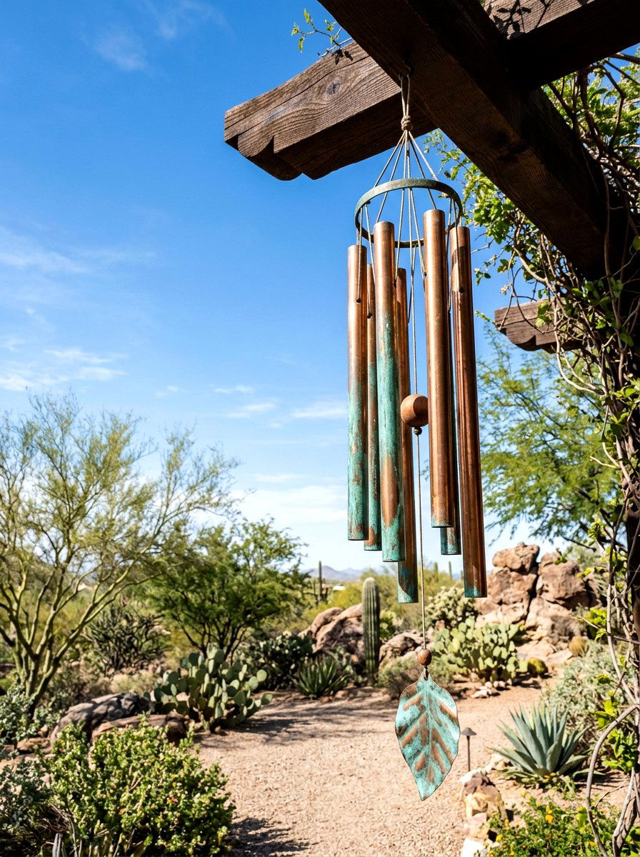 Copper Wind Chimes - 30 southwestern backyard ideas