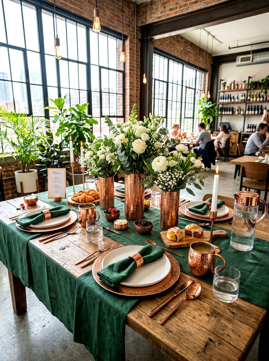 Copper accent brunch table - 30 elegant brunch table ideas